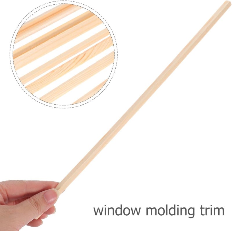 Cabilock 10pcs Window Molding Trim, 11.8 Inch Pine Wood Decorative Strips for DIY Window Screen Projects, Wood Trim Moulding for Interior and Exterior Home Improvement - Image 2